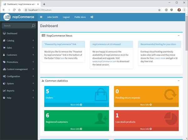 Very nice admin site in nopCommerce