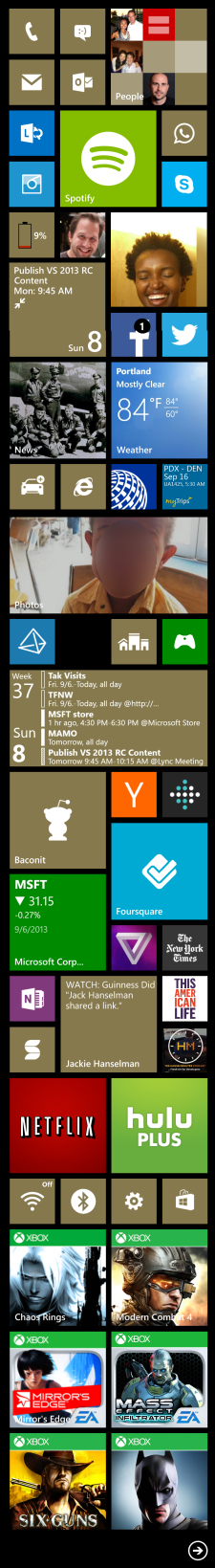 My current Lumia 1010 tile layout