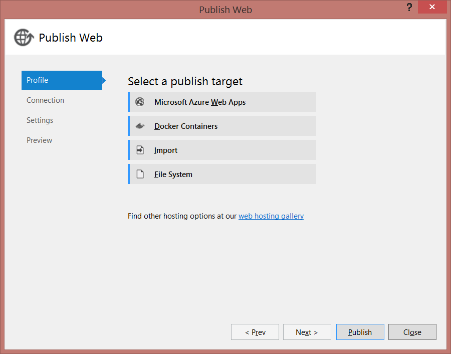 Publishing to Docker from Visual Studio