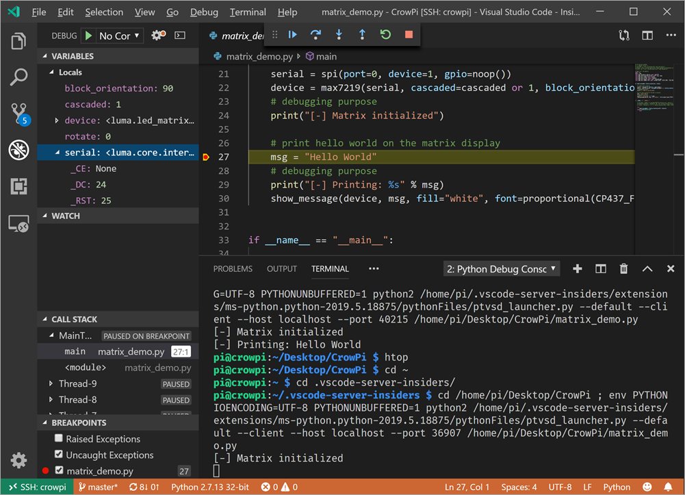 Remote Debugging a Raspberry Pi