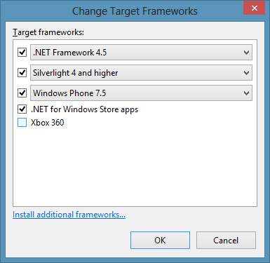 Choose your target framework