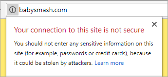 A screenshot that says "Your connection to this site is not secure."