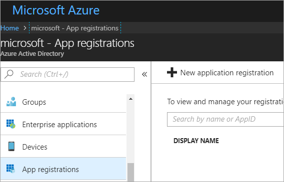 Add a new App Registration in the Azure Portal