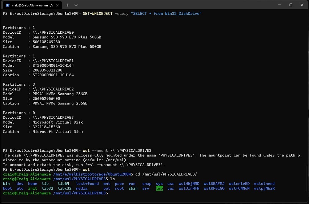 WSL --mount for ext4 and Linux File Systems on WSL2