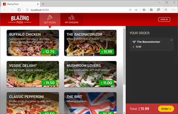 Blazing Pizza Blazor App
