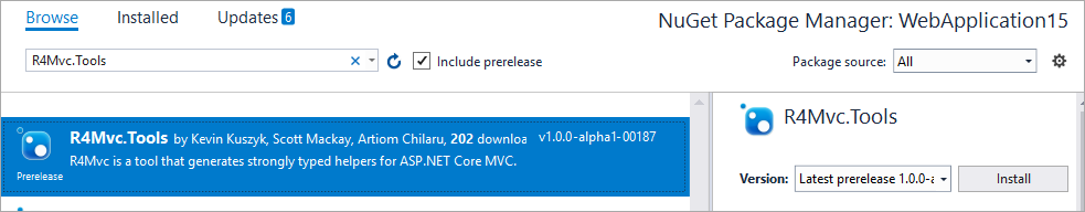 Adding R4Mvc.Tools in NuGet