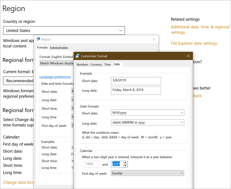 Two Digit Year regional settings