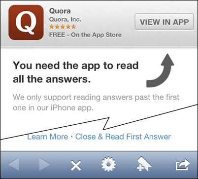 No I don't want your app, Quora