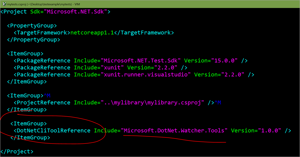 Adding <DotNetCliToolReference Include="Microsoft.DotNet.Watcher.Tools" Version="1.0.0" />