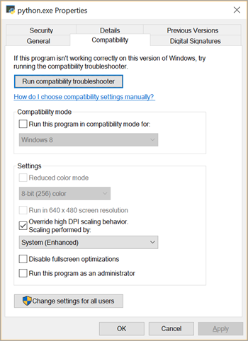 Overridding DPI settings to System (Enhanced)