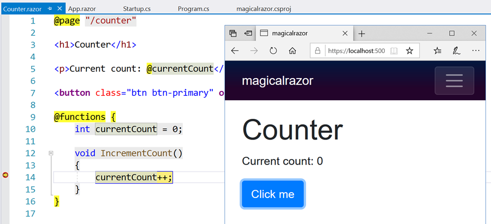 Debugging Razor Components on the Server Side