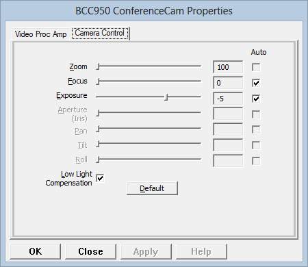 GraphEdit showing Pan and Tilt grayed out