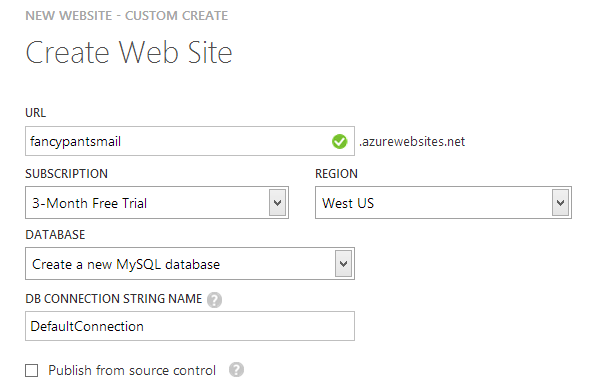 Making a new website with a new MySQL DB