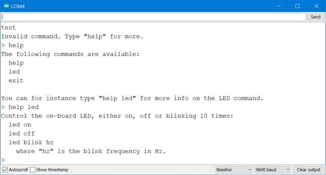 Serial port monitor in Arduino talking to a Command Line Interface