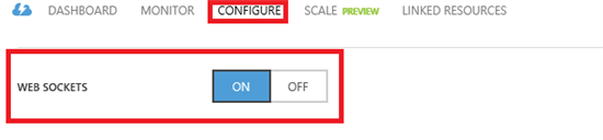 Turn on Websockets in the Azure Portal