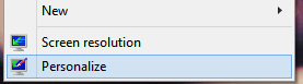 Right click to Personalize