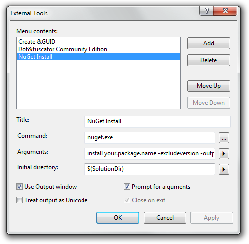 External Tools in Visual Studio