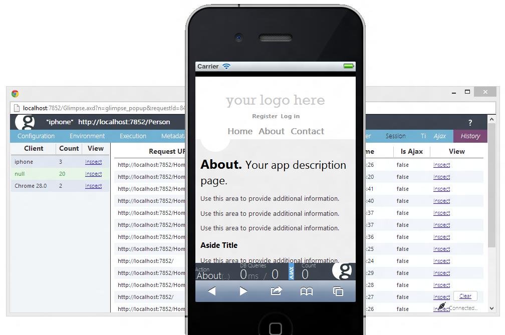 Using Glimpse to debug remotely against an iPhone Emulator