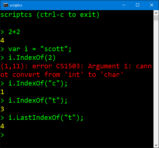 The C# Interactive Shell CSI