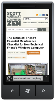 This site on a Windows Phone 7 Mango