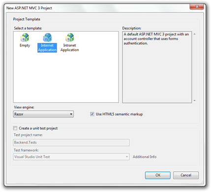 New ASP.NET MVC 3 Project