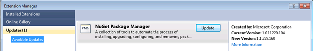NuGet Package Manager in the Extension Manager