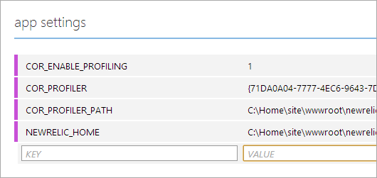 Azure Website Config with New Relic