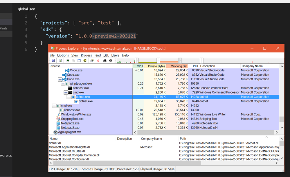 DotNet.exe picks up the SDK version from global.json