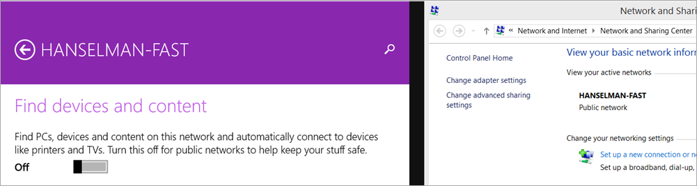 Switching a Network Public in Windows 8