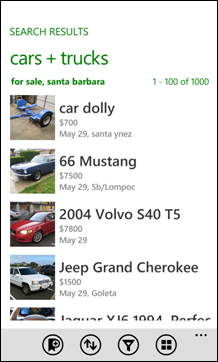 Craigslist Mobile for Windows Phone 7