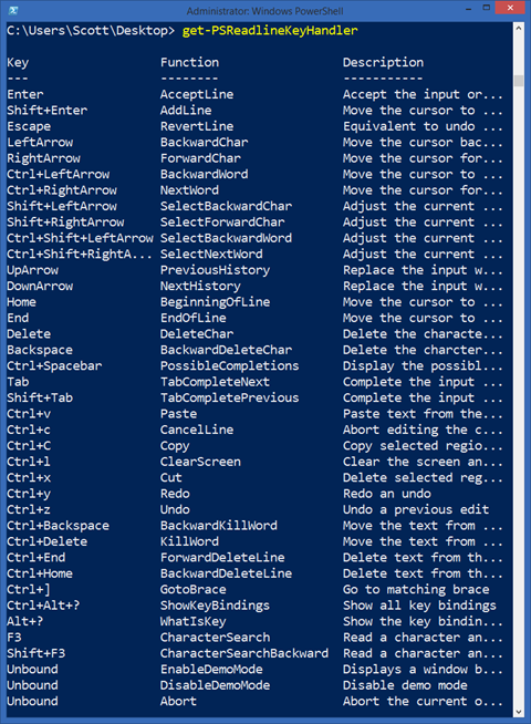 get-PSReadlineKeyHandler