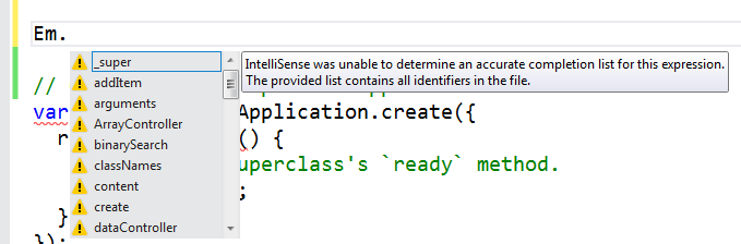 Ember in VS without intellisense