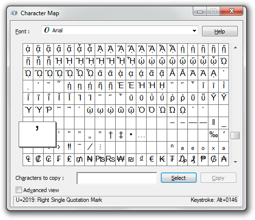 Character Map