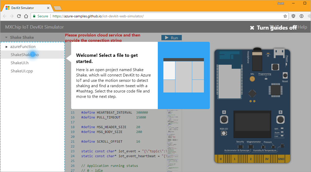 The Azure IoT DevKit in the browser is amazing