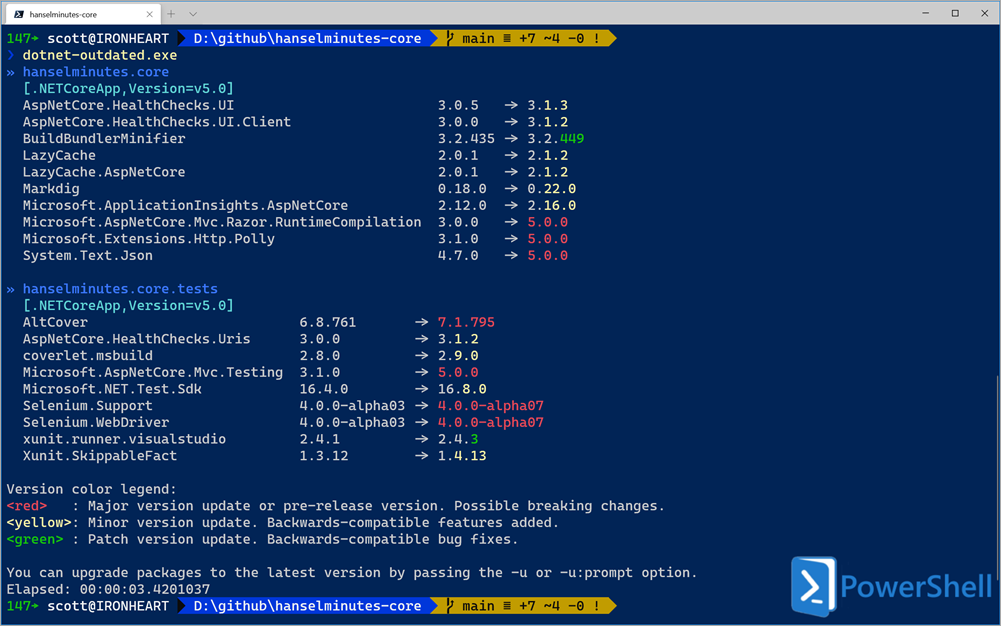 dotnet outdated finds older NuGet packages