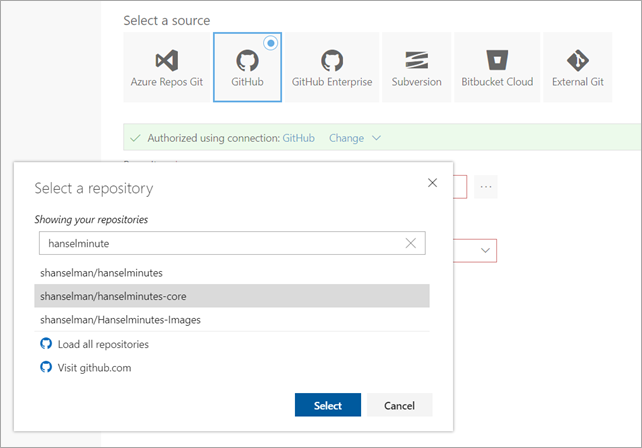 Azure DevOps: Source code in GitHub