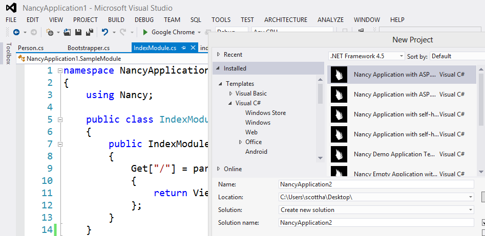 NancyFX inside Visual Studio