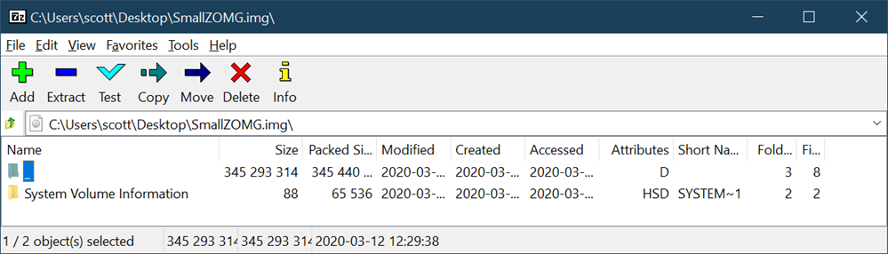 Opening an img in 7zip