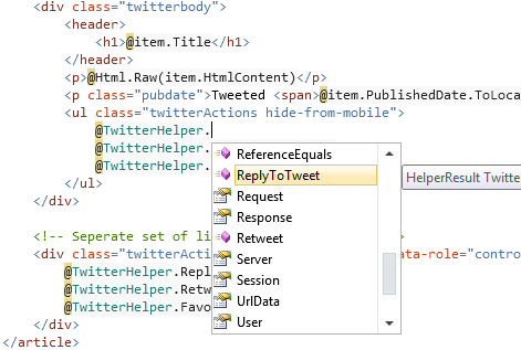 Intellisense in Razor