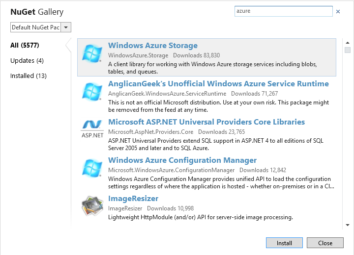 WebMatrix pulls from NuGet