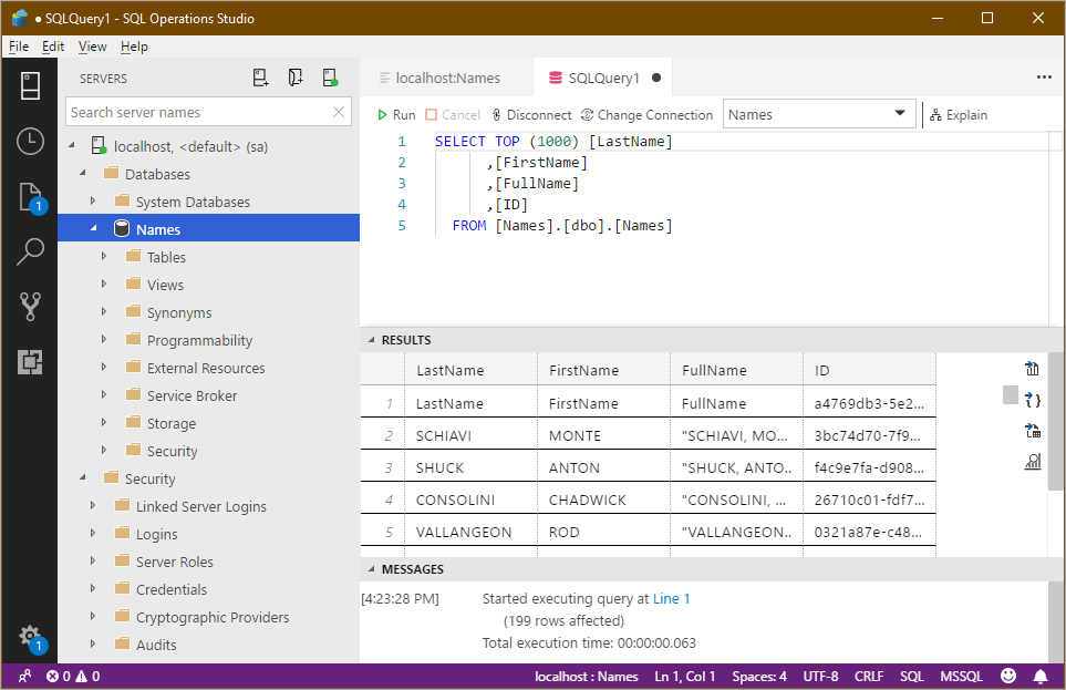 SQL Ops Studio - Cross platform SQL management