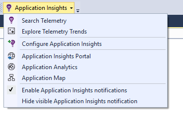 Application Insights Dropdown Menu