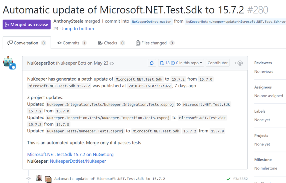 The NuKeeperBot has automatically issued a PR with a list of packages to update