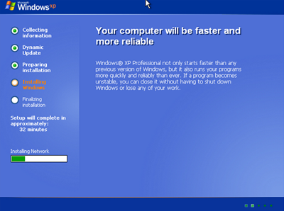 Installing Windows XP to test