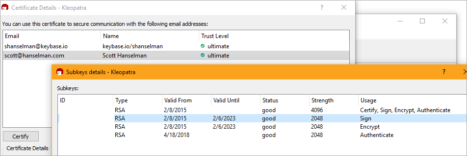 Multiple PGP Sub keys