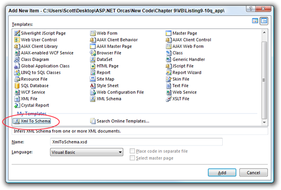 Add New Item - CUsersScottDesktopASP.NET OrcasNew CodeChapter 9VBListing9-10q_app