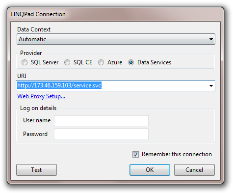 LINQPad Connection String
