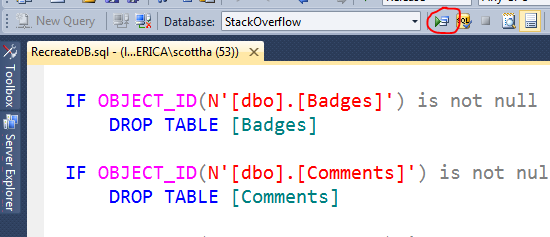 Recreate DB SQL inside of Visual Studio