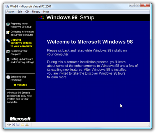 Win98 - Microsoft Virtual PC 2007