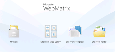 WebMatrix Starting Page